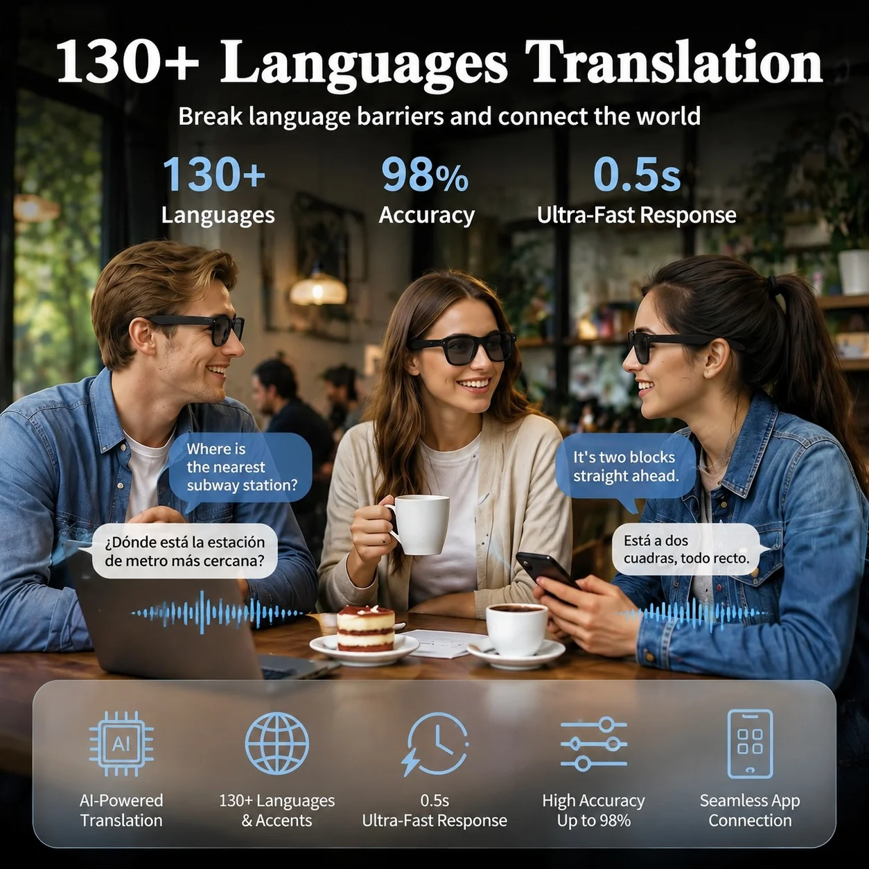 New AI Smart Glasses with 8MP 4K Video Recording Camera Hands-free Photo&Video ChatGPT AI Translation Vlog AI Glasses Men Women - Image 3
