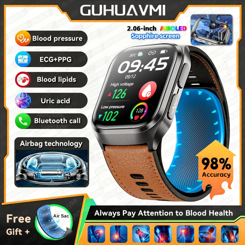 2026New Airbag ECG Health SmartWatches Blood Pressure Uric Acid Heart Body fat Bluetooth Call AI Diagnostic Bracelet Men Women - Image 8