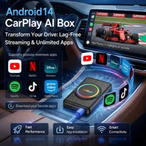 Android 14 CarPlay AI Box Wireless CarPlay & Wireless Android Auto Built-in Netflix YouTube For Cars With Factory Wired CarPlay