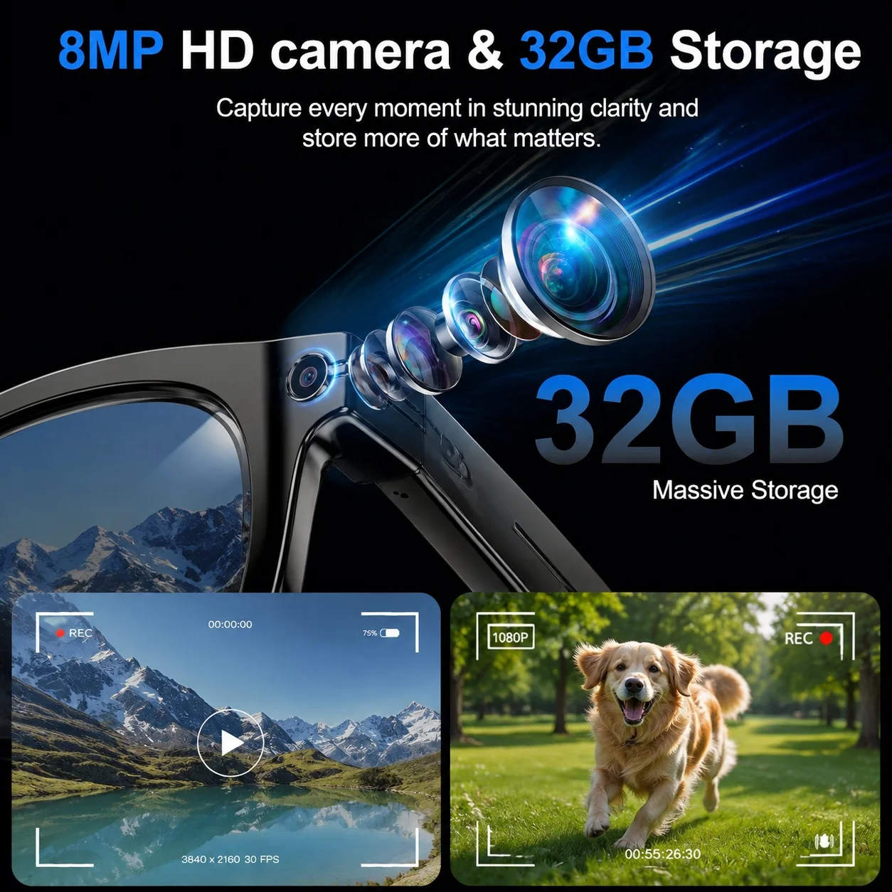 New AI Smart Glasses with 8MP 4K Video Recording Camera Hands-free Photo&Video ChatGPT AI Translation Vlog AI Glasses Men Women - Image 2