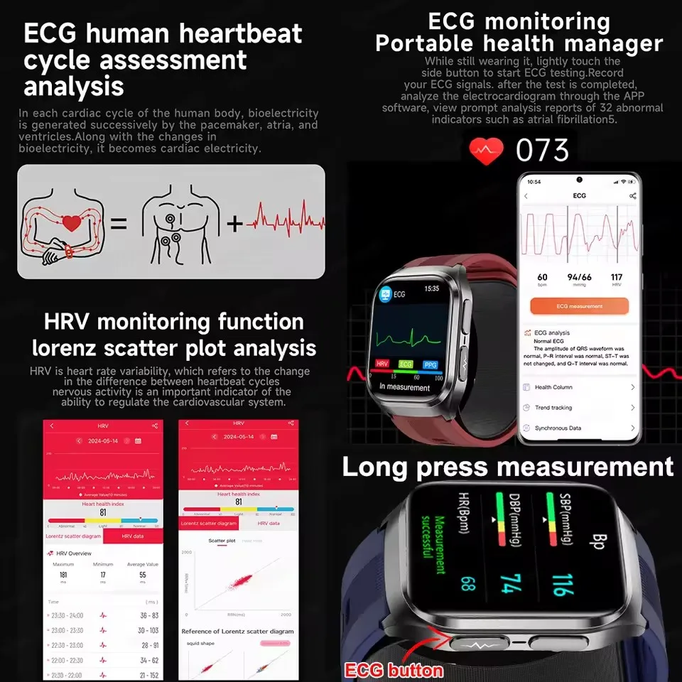 2026New Airbag ECG Health SmartWatches Blood Pressure Uric Acid Heart Body fat Bluetooth Call AI Diagnostic Bracelet Men Women - Image 2
