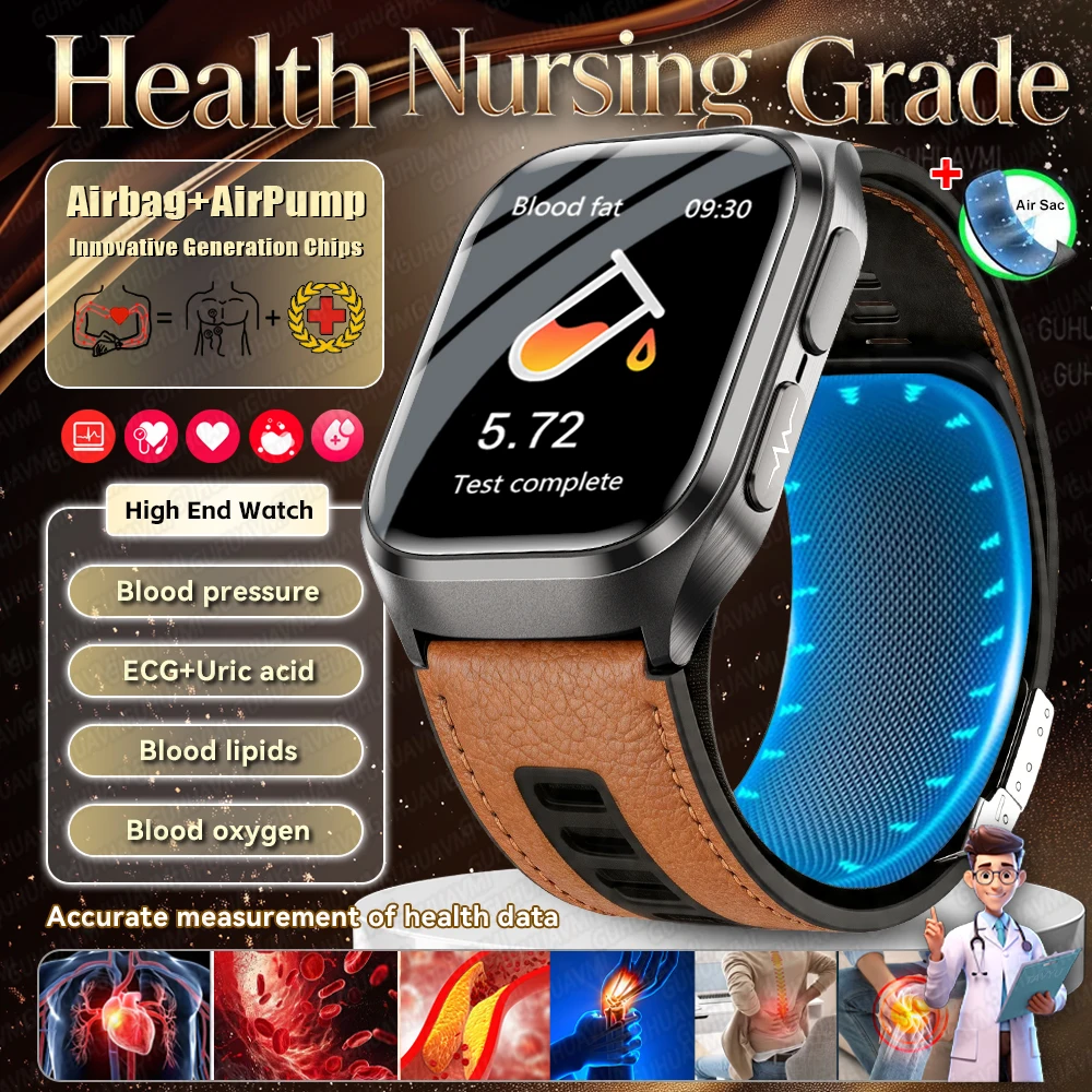 2026New Airbag ECG Health SmartWatches Blood Pressure Uric Acid Heart Body fat Bluetooth Call AI Diagnostic Bracelet Men Women 